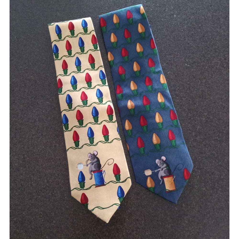 J.Z. Richards Handmade All Silk Christmas Light Necktie Lot 0f 2